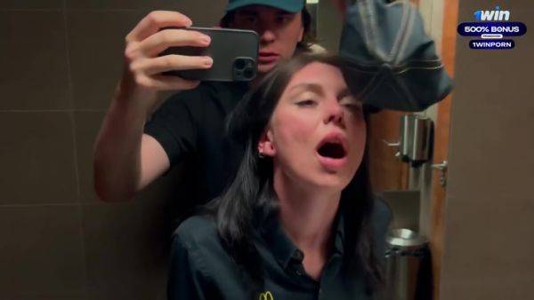 Risky Public Sex In The Toilet Fucked A Mcdonalds Worker Because Of Spilled Soda! - Eva Soda - hclips.com on pornsfind.com