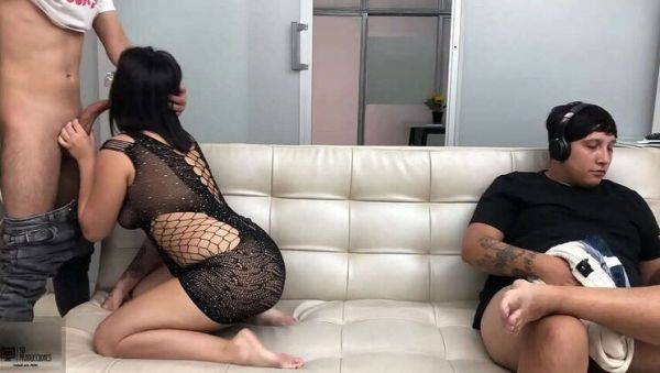 Play HD clip of : My spouse finds me giving his best friend a blowjob, he participates and we enjoy a threesome - THE WHOLE STORY