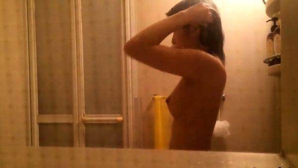 Stream this HD scene of : Asian stepmom soaping tits and hairy twat