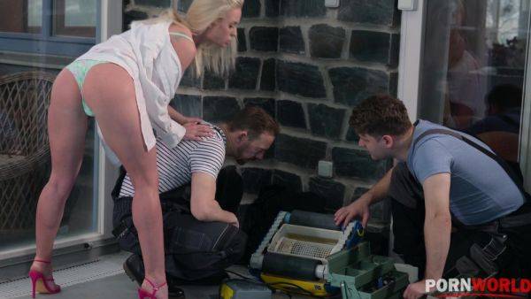 Play the full scene : Pool Repair Men Take Turns DP'ing Sexy Blonde Step mother & Step daughter GP2235 - PornWorld