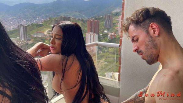 Yenifer Chacon: Venezuelan Brunette with Big Breasts in Intense Encounter with Coach on Balcony - xxxfiles.com - Venezuela on pornsfind.com