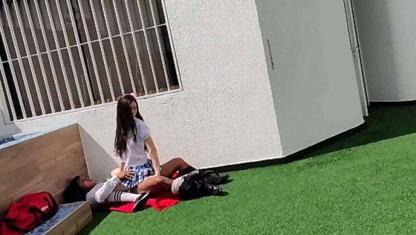 Young Male Students Caught on Camera Having Sex on School Terrace - xxxfiles.com on pornsfind.com