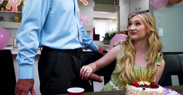 Blonde girl tries boyfriend's dad for loud sex during birthday party - xbabe.com on pornsfind.com