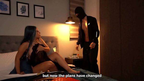 Enjoy watching the HD scene titled : Busty Latina Housewife Fucked Hard by Burglar - Hot Honey Play Box Action