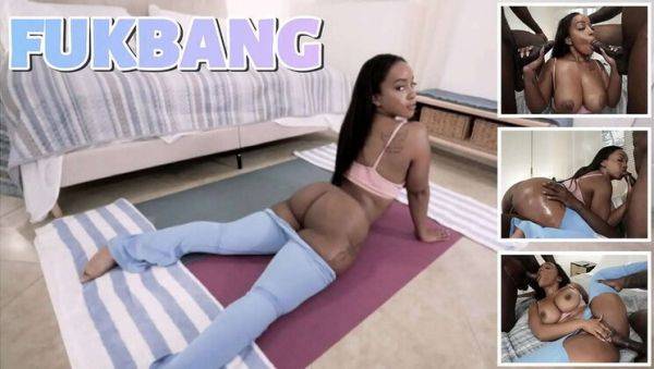 Enjoy watching the HD movie : Hot Black Babe Gym Workout with Double Penetration and Cumshot