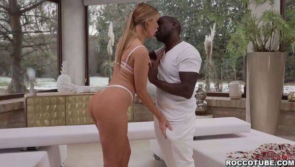 Stream the uncensored video titled : Blonde Kaisa Nord takes Joss Lescaf's big black cock in her pussy and ass for intense anal orgasm