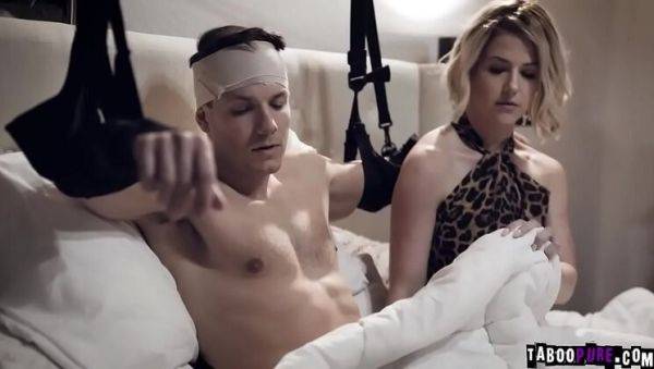 Play uncensored clip named : Kit Mercer gives a steamy handjob to her stepson's big cock until he explodes