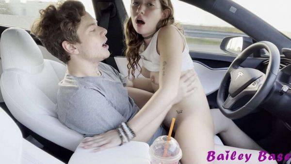 Stream the full scene titled : Petite Teen Bailey Base Rides Cowgirl in Tesla Autopilot Fuck - Hardcore 4k