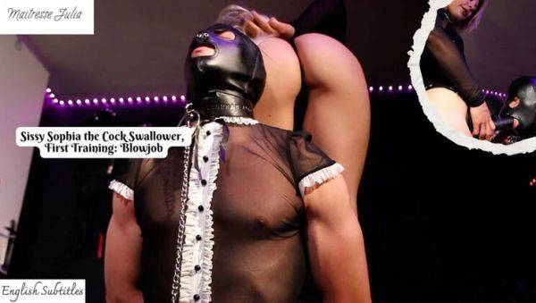 Play full movie called : Sissy Sophia First Anal Training: Pegging and Cum on Feet by Mistress Julia