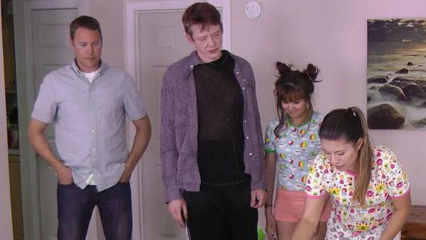 View this uncut clip : Busty Teen Foursome Strips After Losing Boomsticks Game