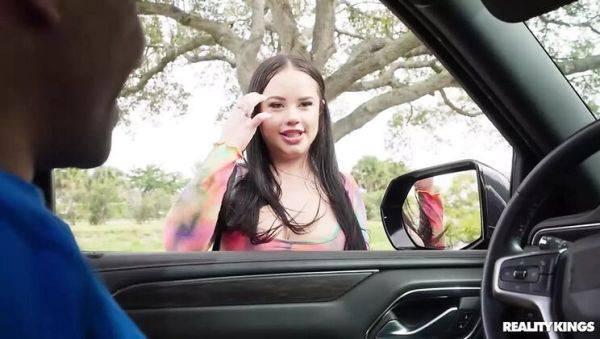 Stream HD movie of : Horny Teen Threesome Driving with Big Tits and Cumshot - Reality Kings