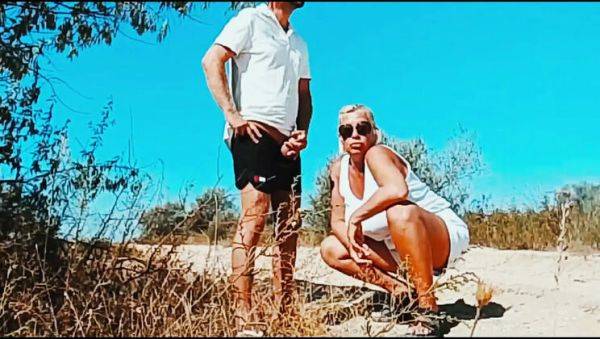 View uncut video titled : Blonde MILF Step Mom With Big Natural Tits Sucks Stranger On Road Outdoor Blowjob