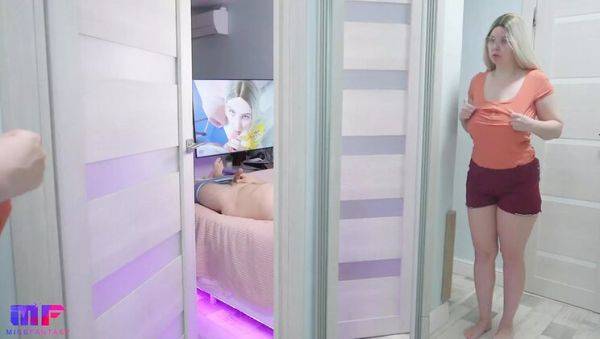 Play complete video of : Stepdad Caught by Busty Blonde Stepdaughter Masturbating in Bedroom - Part 6