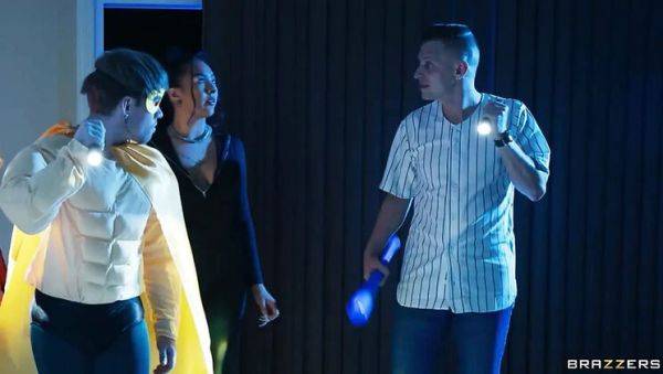 View this uncut scene titled : Halloween Threesome with Shay Fox and Kelsey Kane Ghost Hunting Big Tits Blowjob