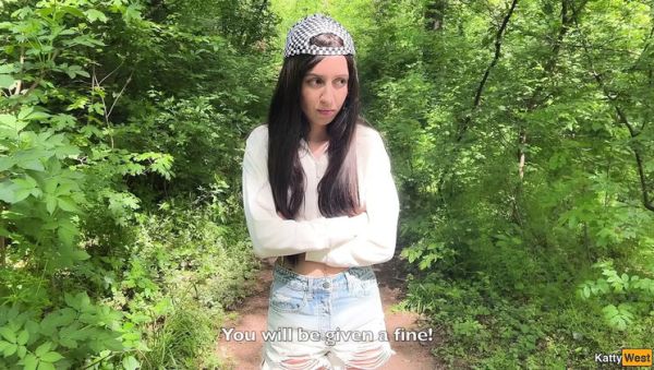 View uncensored clip : Caught Russian beauty Katty West drawing graffiti in forest - outdoor fuck with cum in panties