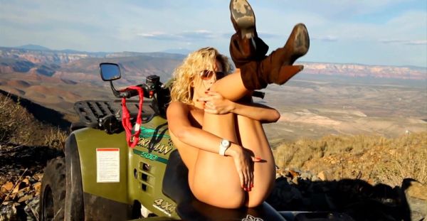 View the hardcore movie named : A hot girl Kiara Diane caresses her pussy while riding a bike in nature