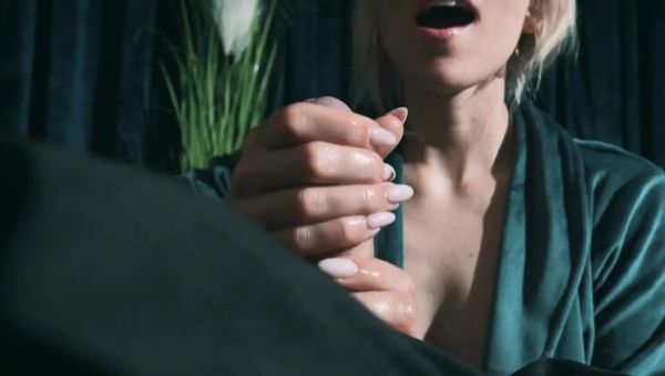 Enjoy watching HD video : Blonde Milf Gives Relaxing Cock Massage to Husband After Work - Hot Amateur Handjob & Cumshot