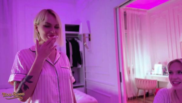 Watch the uncensored scene of : Eager Blonde Babes Greta Foss & Vera Jarw Raw Threesome Fuck with Mr. Texas