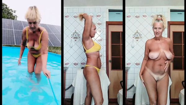 Stream the uncensored video titled : Lukerya's After Pool Fun - Amateur MILF Solo Pleasure in Lingerie