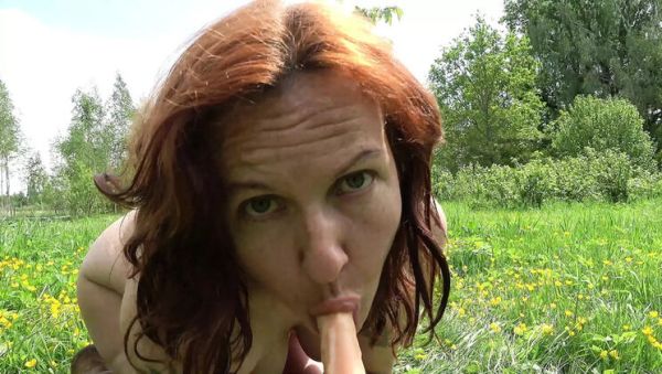 Play the uncensored movie : Hairy Farmer's Wife Masturbates with Dildo in Meadow - Hera Harding Outdoor Solo