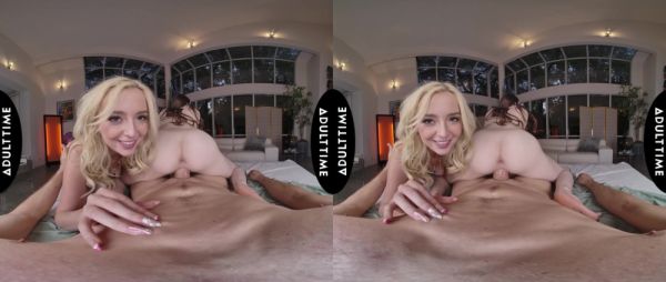 Enjoy watching the complete clip of : Blonde beauty Lexi Lore gets fucked by two cocks in vr