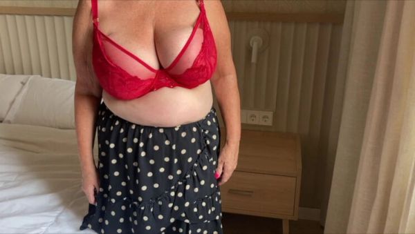 View full video named : Mrs Mature Amateur Homemade with Big Natural Tits in Red Lingerie and Stockings Foot Fetish