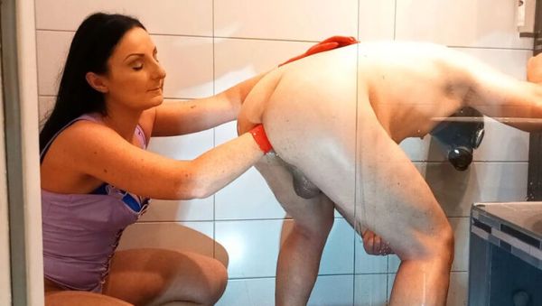 Stream the uncut video named : MistressLuciana Fisting Deep in Shower - Extreme German BDSM Anal Domination