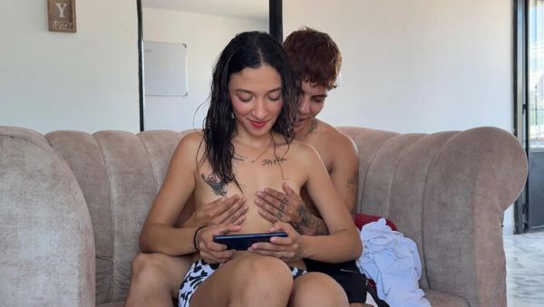 Watch the uncensored clip named : LuisaPalvin teaches her Indian stepsister phone fun then pounds her ass hard in homemade anal sex