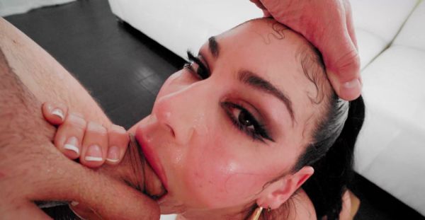 View this complete clip : Queenie Sateen experiences intense deepthroat on the sofa with Mick Blue.