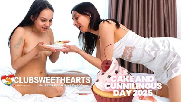 Enjoy watching this uncensored clip named : Lesbian Teens Ashly Rabbit and Emma Pikiner Eat Pussy and Cake Messy Orgasms