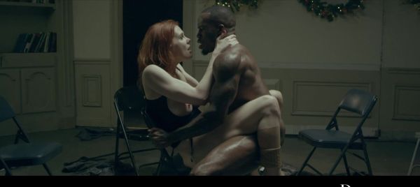 Enjoy watching this uncut clip : Maitland Ward is about to ride a big black cock with intense Pressure.