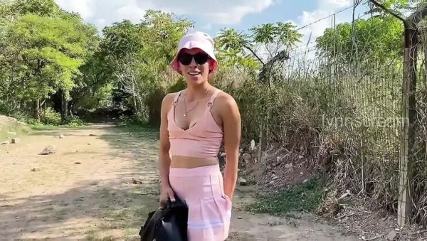 Play this hardcore clip titled : Lynn Scream Outdoor Sex with Classmate - Deep Throat Blowjob and Creampie in the Woods