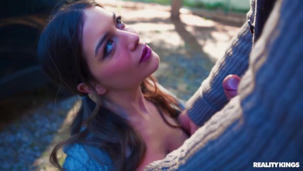 Play uncensored video of : Christian Clay - Brunette Teen 18+ Agatha Shays Roadside Fuck