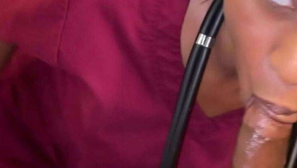 View this hardcore clip titled : Caramel sucks big black cock at work