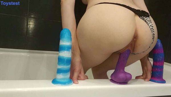 View uncensored movie titled : Hot Teen Anya Toystest Rides Big Dildo with Perfect Ass Closeup