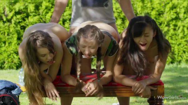 Watch the full video titled : Hottest And In An Incredible Foursome In A Public Park With Elle Rose, Stephanie Moon And Shrima Malati
