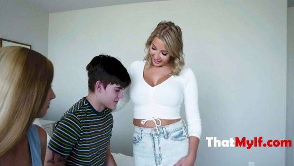 Enjoy watching the complete clip called : Step Mom Teaches Step Sister About Female Anatomy in Hot Threesome with Step Son