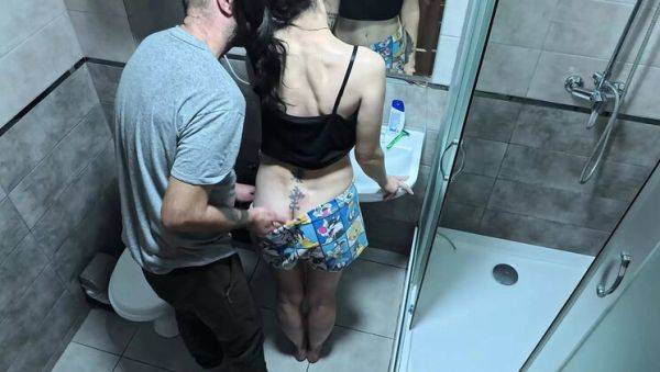 Stream this uncensored clip titled : Stepsister Gets Fucked Hard in Bathroom, Almost Caught by Stepmom - Desi Family Taboo