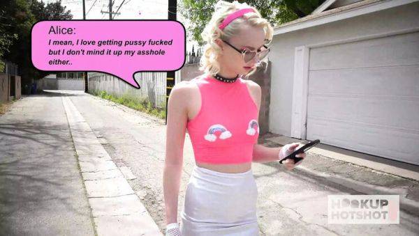 Play the uncut movie called : Hot Blonde Alice Pink Takes Big Cock in Her Tight Ass - Hardcore Anal & Facial Fun!