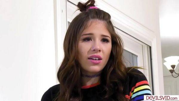 Enjoy watching this complete scene called : Young brunette Isabell Moon gets anal from stepdad