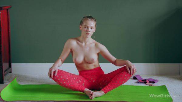 Watch hardcore scene titled : Beautiful Blonde Girl Doing Yoga And Masturbating - Diana Heaven