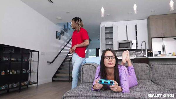 Watch this complete scene of : Gamer Girl Anal Threesome with Big Tits Brunette - Reality Kings HD