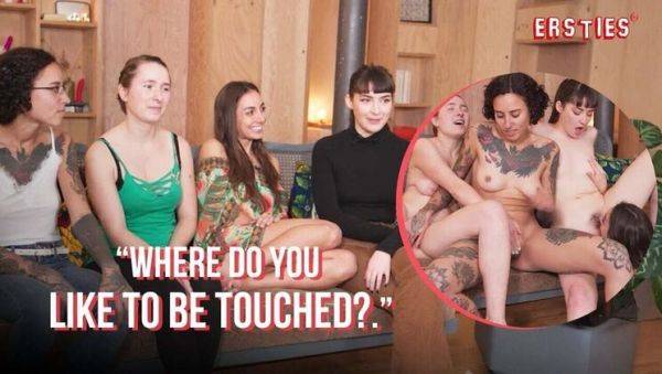 Watch this hardcore clip called : Hot German Lesbian Foursome Plays a Sexy Game with Big Tits Brunettes