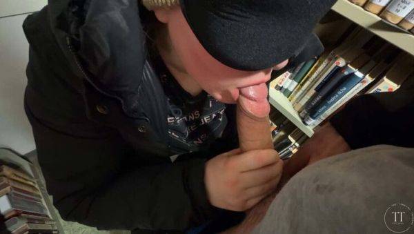 Enjoy watching this hardcore clip : German Student Swallows Huge Load in Library - Amateur POV Blowjob
