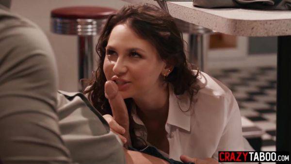 Stream this full scene of : Liz Jordan - Cute Brunette Teen 18+ Served Perfect Dinner For Big Dick Boyfriend