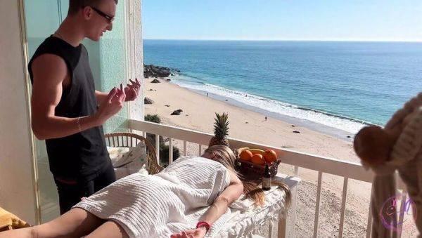 Watch the full clip named : Sexy Blonde Teen Gets Hot Massage from On-Call Masseur - Spirite Moon