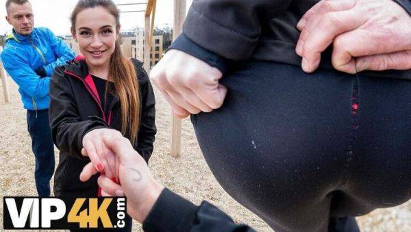 View this uncut scene : Hot Athletic Brunette Picked Up and Fucked in Stranger's Car in Front of Her BF - HD POV Cuckold Sex