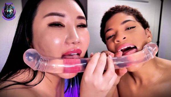 Watch this uncut video : Suki Sin and Simone Ryder Hot Lesbian Action with Double Dildo - Part 1