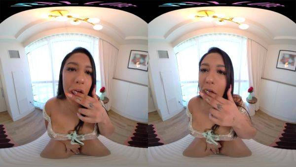 Watch full movie titled : Busty Latina Beauty Masturbates With Her Toy With Virtual Reality And Serena Santos