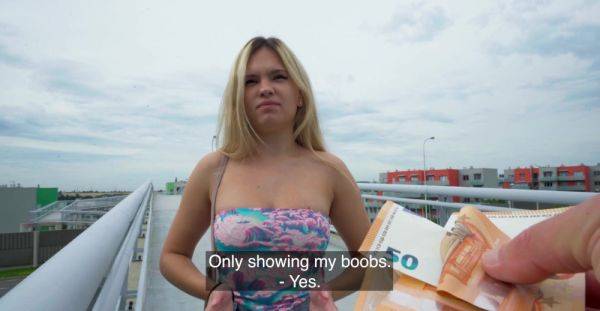 View the hardcore clip called : Cute blonde gets fucked for cash and filmed in sexy POV